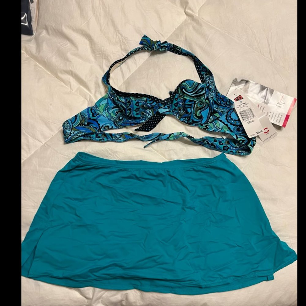 Coco Reef shirted bottom green bikini women’s swimsuit